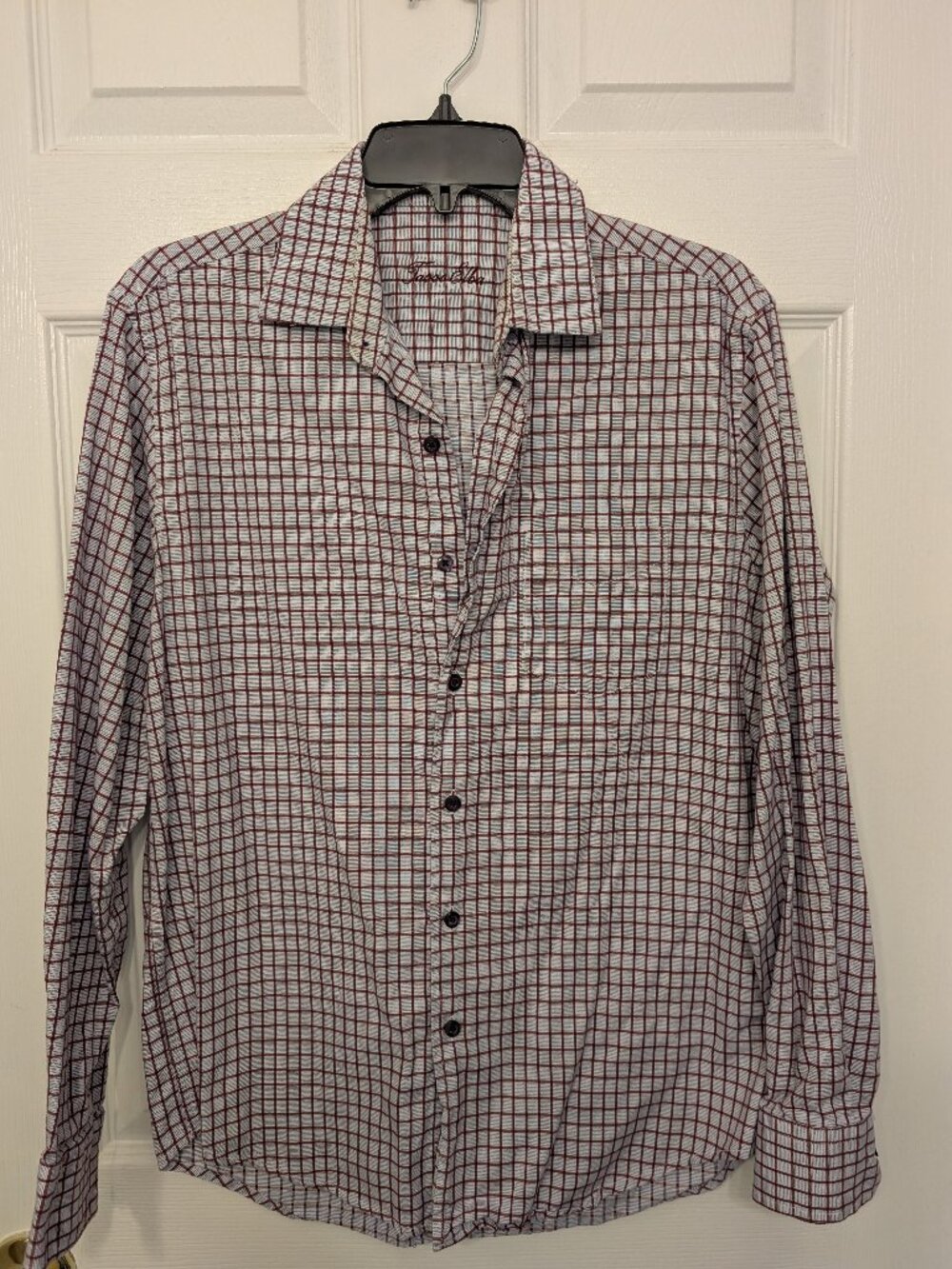 Tasso Elba, S, Light Blue/Red Plaid